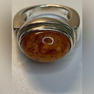Silver and Amber Men's Ring